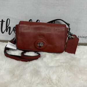 COACH Bleecker Penny Crossbody Bag Red Leather Turnlock NWT (Some Scuffing)